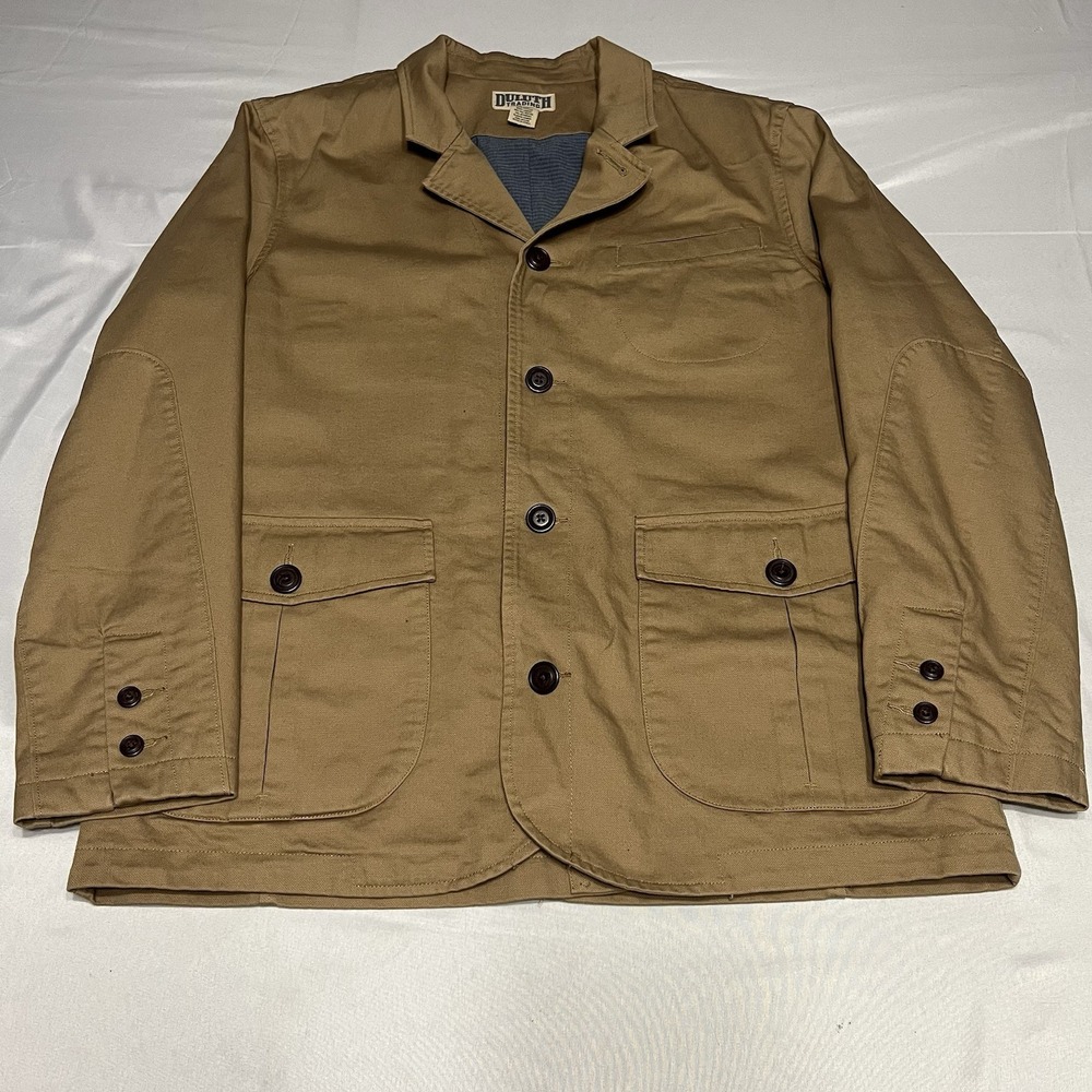 Duluth Trading Co Tan Cotton Canvas Blazer Jacket Chore Men's Large Utility
